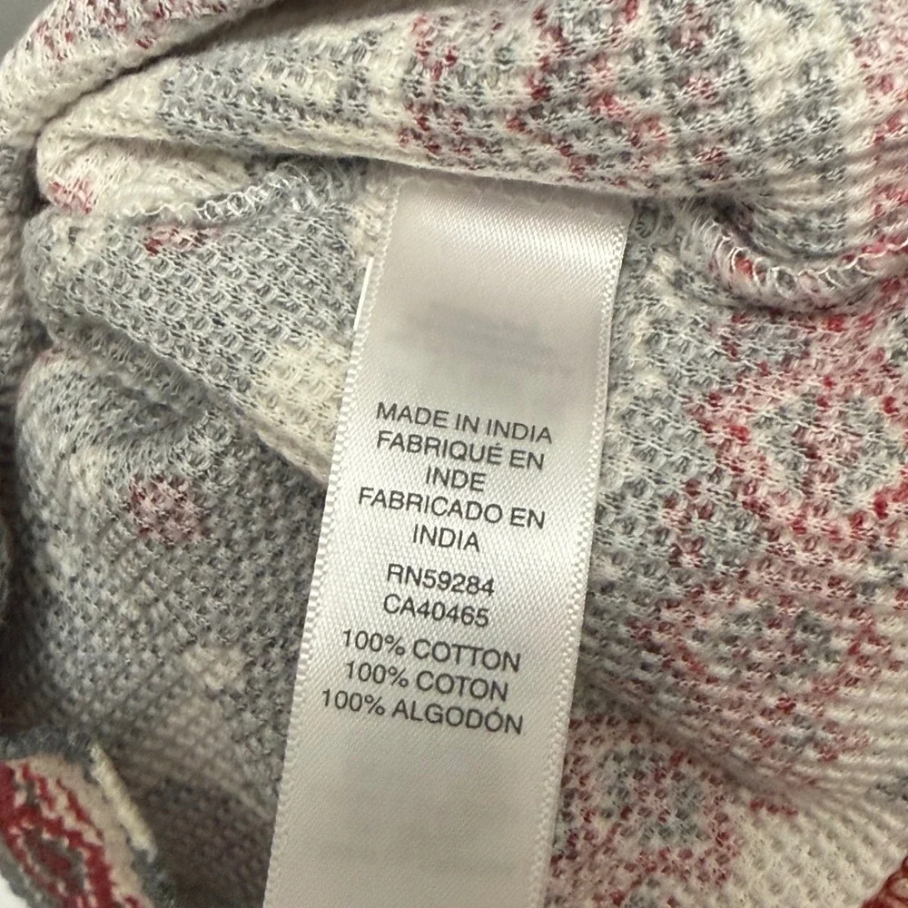 The Childrens Place Kids 3-6M Gray Red Reindeer Fair Isle Thermal Pajama Set